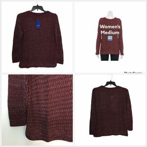 Apt. 9 M Medium 8 - 10 Sweater Crewneck Wine Marbled Long Sleeve Pullover Cozy